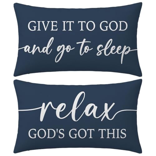 Decorative Throw Pillow Covers 12x20 Inch Set of 2 – Blue - color: Blue