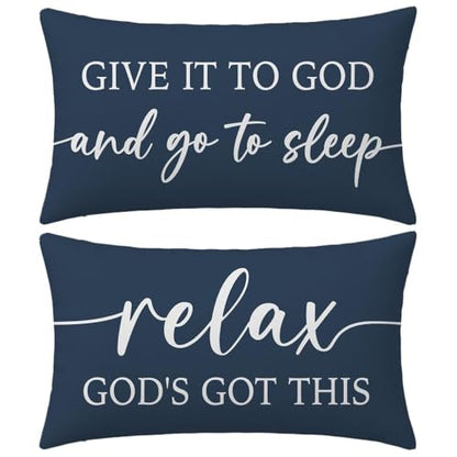 Decorative Throw Pillow Covers 12x20 Inch Set of 2 – Blue - color: Blue