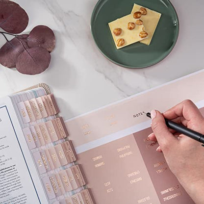 DiverseBee Laminated Bible Tabs (Rose Gold Embossed Lettering), Bible Journaling Supplies, Bible Book Tabs, Christian Gift, 73 Bible Tabs for Women and Men, Includes 4 Blank Tabs (Pearl) - color: Pearl