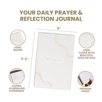 Prayer Journal for Women, Daily Devotional & Bible Study Prompts, White - color: White