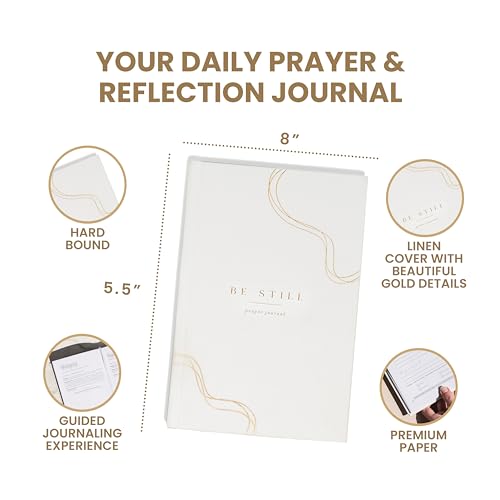 Prayer Journal for Women, Daily Devotional & Bible Study Prompts, White - color: White