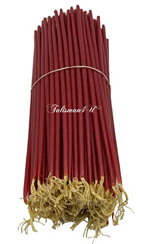 TALISMAN4U 50 Red Beeswax Taper Prayer Candles 11 inch Holy Land Jerusalem - color: Red