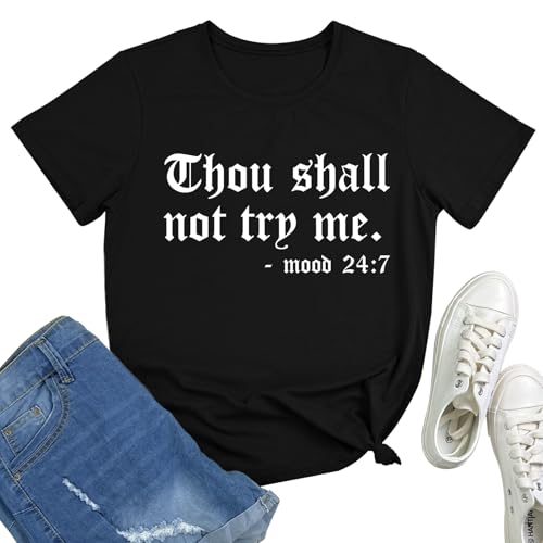 BLACKMYTH Graphic T-Shirts for Women Faith Shirts for Women - color: Black 02, size: Large