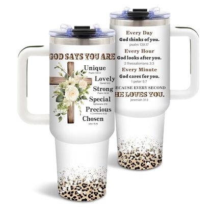 DUUV Christian Tumbler 40oz, Insulated Christian Gifts for Women - color: Christian Flowers