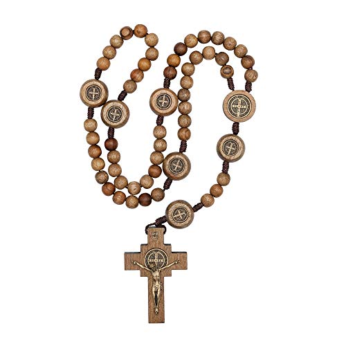 Intercession Mens St Bennedict Large Rosary - style: Walnut - Our Father