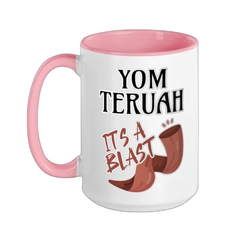 Yom Teruah It's a Bang Ceramic Mug, Pink/White, 15oz - color: Pink/White, size: 15 Ounces