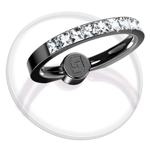 2 Pcs Jsoerpay Clear Phone Ring Holder with Diamond, Black - color: 2 Black Diamond