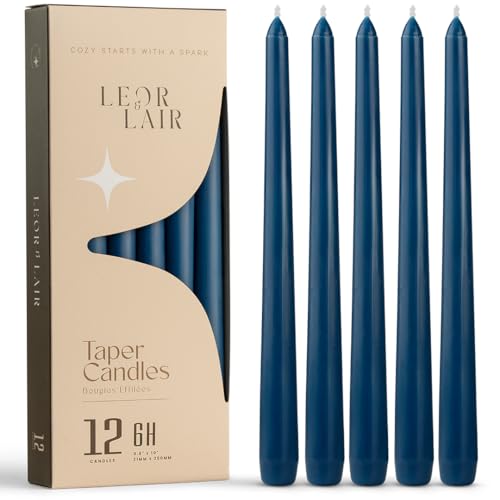 Leor & Lair Dark Blue Taper Candles, 12 Pack, 10" - color: Blue