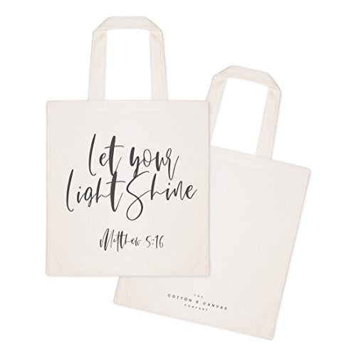 The Cotton & Canvas Co. Beach, Grocery, Farmers Market, Shopping and Travel Reusable Shoulder Tote and Handbag … - style: Let Your Light Shine, Matthew 5:16