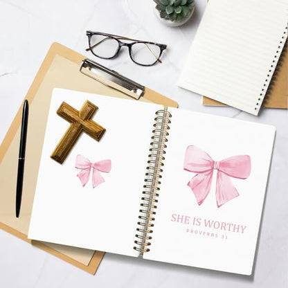 Bible Journal Gifts for Women Scripture Prayer Pink Bow Study - color: Proverbs 31