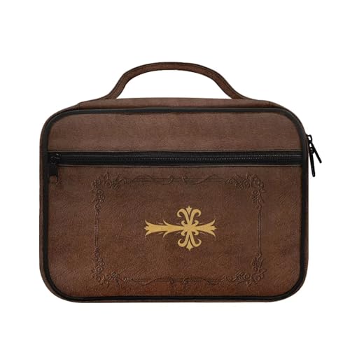 Bible Cover Church Carrying Book Case Polyester Bible Protective with Pen Slots and Zippered Pocket Customizable - color: Cross Bible Quotes