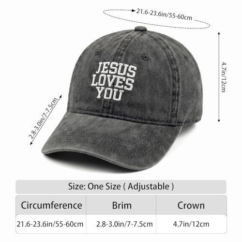 Inspirational Christian Baseball Cap, Adjustable Embroidered Cotton Hat for Men Women Dad Hat Gifts for His Her - color: Jesus Loves You - Black