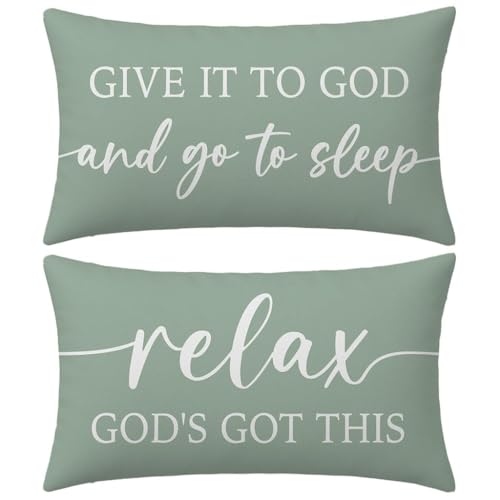 Decorative Throw Pillow Covers 12x20 Inch Set of 2 – Deep Sage - color: Deep Sage