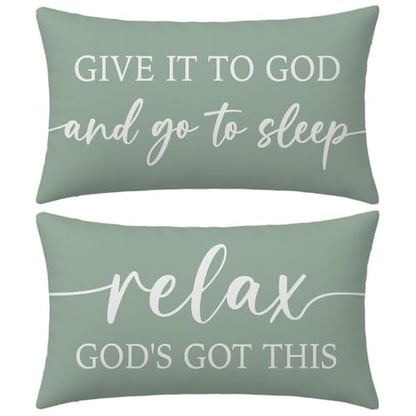 Decorative Throw Pillow Covers 12x20 Inch Set of 2 – Deep Sage - color: Deep Sage