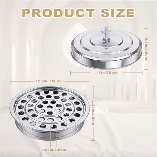 3Pc Stainless Steel Communion Tray with Lid – 40 Cup for Church – Silver - color: Silver