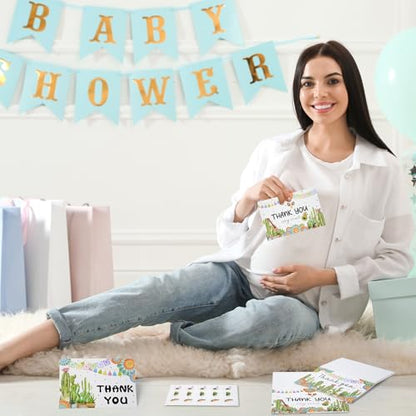 60 Pieces Taco' Bout A Baby Party Thank You Cards with Envelopes,Cactus Taco Pampas Grass Baby Shower Thank You Cards Includes 30 Pieces Envelopes and 30 Pieces Blank Notes Cards for Birthday Party - color: Taco