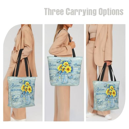 Bible Tote Bags for Women Christian Gifts Religious Church Shoulder Bag - color: Sunflower