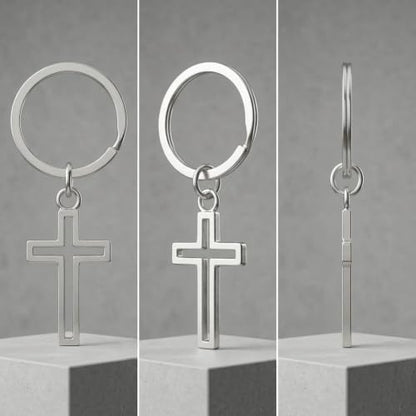 6 Cross Keychain Silver Hollow Out, Cool Keepsakes for Men Women