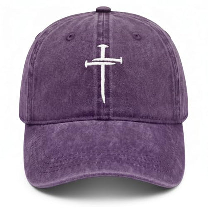 Christian Gifts for Men Women, Religious Cross Logo Embroidered Low Profile Unisex Dad Hat - color: Purple