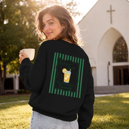 BINTEHGS Christian Sweatshirts For Women My Jesus Making Lemonade Graphic Faith Crewneck Pullover Religious Long Sleeve Shirt - color: Black, size: X-Large
