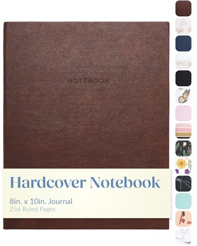 WORLD TRAVELER Large Lined Journal Notebook 256 Ruled White & Ivory Pages - color: Brown Leatherette