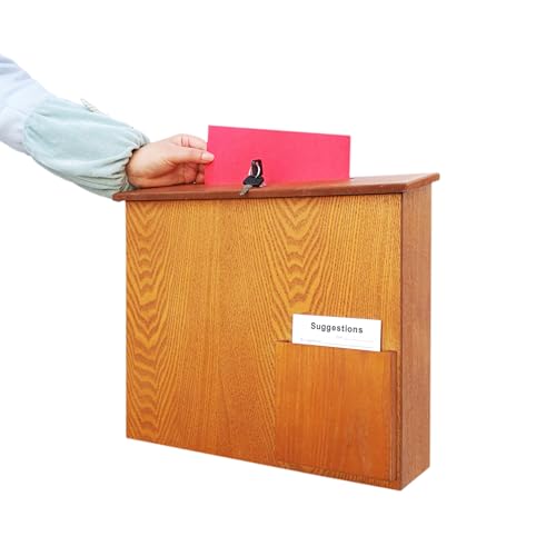FixtureDisplays® Wood Ballot Box, Collection Donation Charity Suggestion Fund-Raising Box Medium Oak MDF 27270-FBA