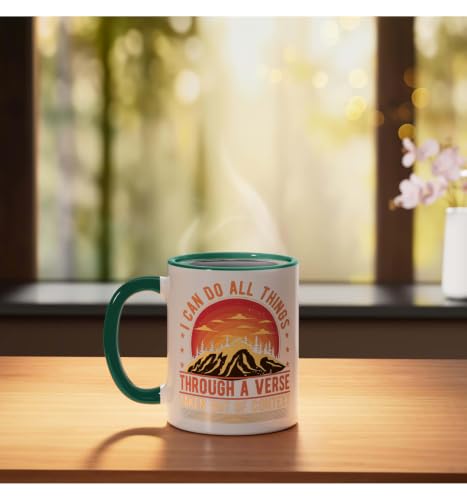 I Can Do All Things Through A Verse Taken Out Of Context Ceramic Mug, Dark Green/White, 11oz - color: Dark Green/White, size: 11 Ounces
