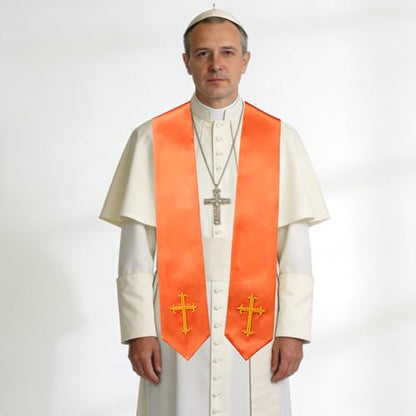 10 PC Clergy Stole & Choir Stole Bulk 60/72" - color: Orange, size: 60 inch