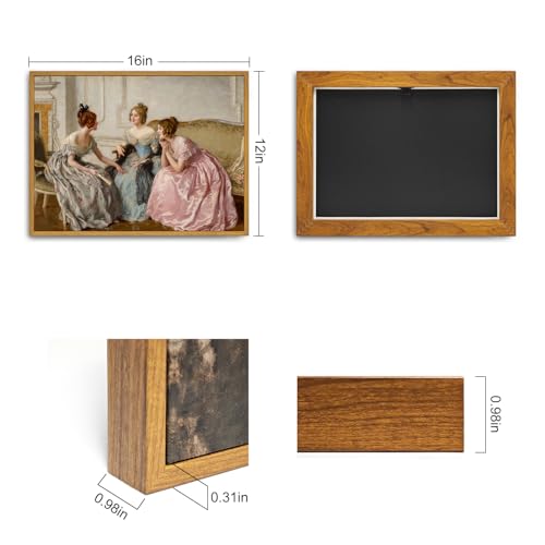 Roslynity Framed Canvas Wall Art Vintage Print Oil Paintings Victorian Women Gossip Girls Regency Retro Gallery Aesthetic Artwork for Home Living Room Bathroom Bedroom Wall Decor (12"x16") - color: Gossip Girls, size: 16"L x 12"W
