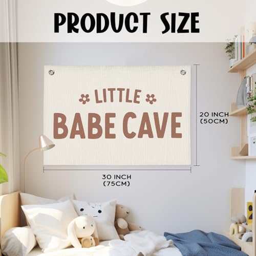 Little Babe Cave Banner, Baby Girl Nursery Decor, Toddler Boy Girl Room Decor, Baby Shower Flower Linen Canvas Banner Wall Hanging Flag 20x30 Inch - color: Little Babe Cave - 20x30 Inch