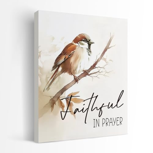 SZERE Inspirational Christian Bird Framed Wall Art Poster, Faithfully in Prayer Bible Verse Scripture Canvas Prints Artwork Wall Decor for Home Bedroom Living Room Church Office, 11x14 Inch - color: bird bible 3