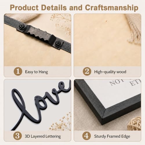 Zzbakress 3D Wood Faith Hope Love Framed Wall Art Large Christian Wall Art - color: Black