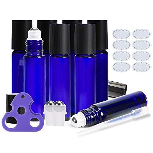 ULG Roll on Bottles 10ml Blue Glass 8 Pack - color: Blue, size: 8-Pack