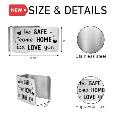 Be Safe Come Home We Love You Car Visor Clip, Driving Safe Gifts for Family Drivers, New Driver Gifts, Car Automotive Visor Accessories, Firefighter Present, Graduation Present for Son (Large) - color: Silver e
