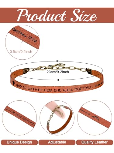 Sureio 15 Pcs Christian Bracelet Scripture Bible Verse Gift - color: Brown