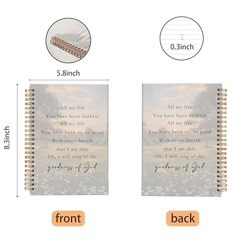 VNWEK Daisy Floral Christian Spiral Notebook Journal 5.5x8.3 Inch, Goodness of God Bible Journal for Women, Sunset Nature Scenery Religious Lined Hardcover Spiral Notebook - color: 35-XZ-bible-notebook