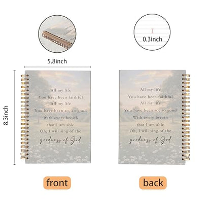 VNWEK Daisy Floral Christian Spiral Notebook Journal 5.5x8.3 Inch, Goodness of God Bible Journal for Women, Sunset Nature Scenery Religious Lined Hardcover Spiral Notebook - color: 35-XZ-bible-notebook