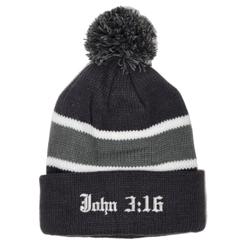 Bible Verse Beanie - John 3:16 Embroidered Christian Knit ha t- Warm Winter Faith Cap for Men & Women - color: Multicolor