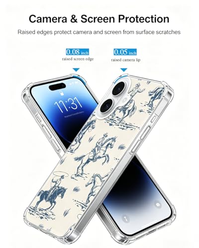 Western Cowboys Phone Case Compatible with iPhone 17, Dashing Horse Phone Cover for iPhone 17 - color: Cowboy Horses