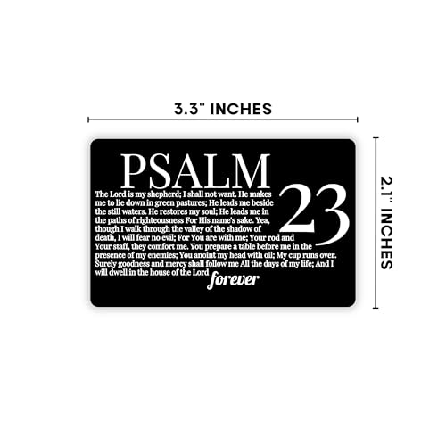 Psalm 23 Bible Verse Metal Wallet Card 2.1x3.3” 1pk The Lord is My Shepherd Graduation Faith Gifts Bookmark Inspirational Christian