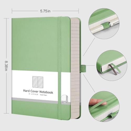 AHGXG Lined Journal Notebook, 320 Numbered Pages, A5 (5.75'' X 8.38'') - color: Light Green, size: A5
