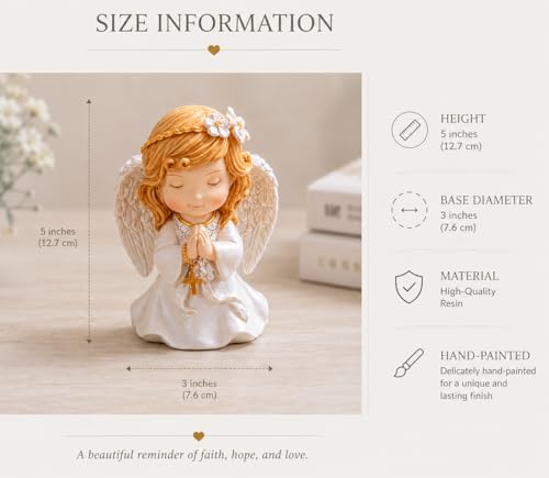 Comfy Hour 5 Inch Catholic Praying Angel Statue, Gold Cross - style: Rustic, Antique, Vintage