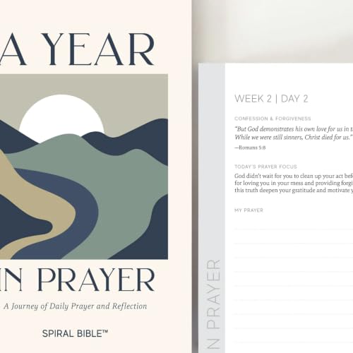 Official Spiral Bible: A Year in Prayer, Guided Prayer Journal (Mountains) | 12 Monthly Themes, Undated 5-Day Format, Scripture Reflection Prayer Journal for Adults & Teens, 7 x 9 Cover - color: Mountains