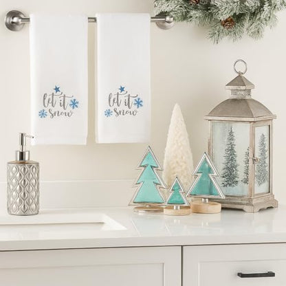 Christmas White Hand Bathroom Towels Elegant Snowflakes Let It Snow, 16x26" - color: Crystal Snowflake