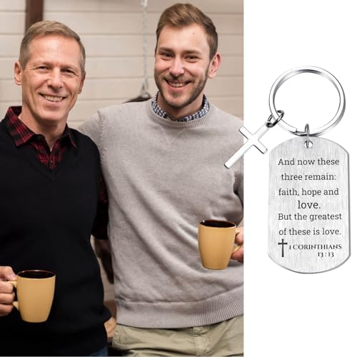 Inspirational Scripture Keychain with Cross - Bible Verse Matte Key Chain Religious Gift for Christian - style: 1 Corinthians 13:13