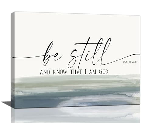 Large Christian Wall Art Bible Verse Psalm Pictures Wall Decor Be Still and Know That I Am God Canvas Painting Print Modern Home Decor Artworks Framed for Living Room Bathroom Bedroom Church 12"x16" - color: Be Still, size: 16"L x 12"W