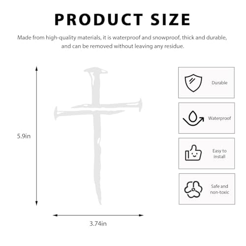 DXNQ Car Cross of Nails Sticker, Bumper Christian Sign Cross with Nails Decal, Removable Waterproof Sticker for Car Truck Window Motorcycle Helmet Laptop, Car Accessories (White) - color: White