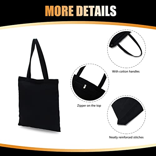 Canvas Zipper Tote Bag, 14"x16", Black, Plain, Zippered, Bulk - color: 1pcs Black, size: 14"x16"