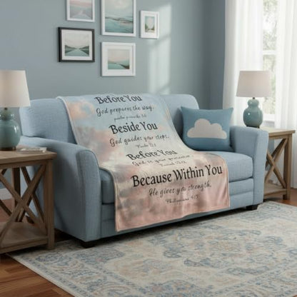 Christian Throw Blanket Bible Verses Inspirational Religious God Faith Soft Cozy 50x60 Inch Psalm Philippians Isaiah Gift for Women Men - color: Bible 2