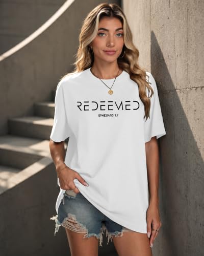 Aiyino Men's Redeemed Christian T-Shirt Graphic Tee 100% Cotton - color: White, size: XX-Large